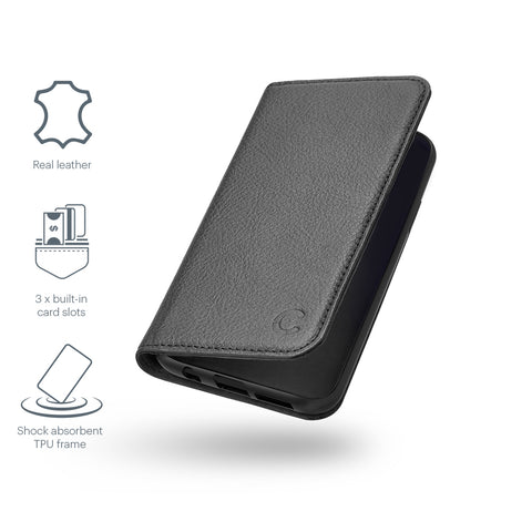 Premium Leather Wallet Case for Samsung Galaxy S9 in Black