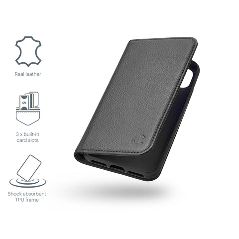 iPhone XR Leather Wallet Case in Black