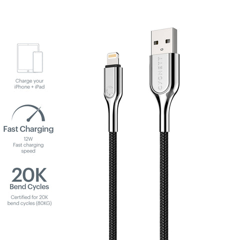Lightning to USB-A Cable Braided Black 2m