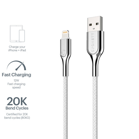 Lightning to USB-A Cable Braided White 2m