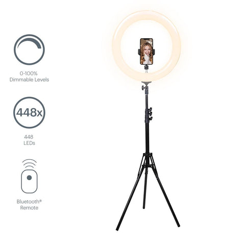 19" Ring Light with Tripod, Carry Case, Bluetooth Remote and Wall Charger - Cygnett (AU)